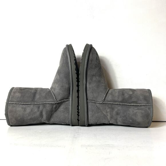 UGG Australia Gray Suede Winter Boots Sheepskin Lining Women Size 7 Pull On Shoe - Picture 5 of 11